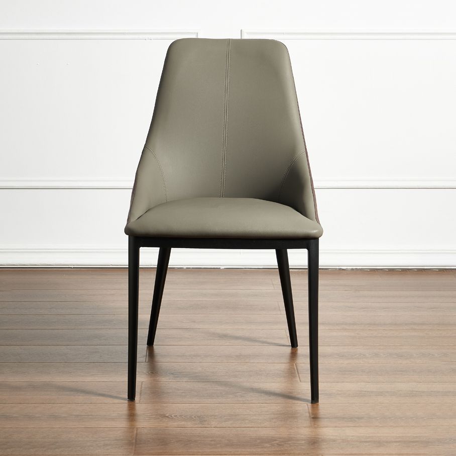 Silla de espalda sólida sillas laterales de comedor de cuero de estilo industrial