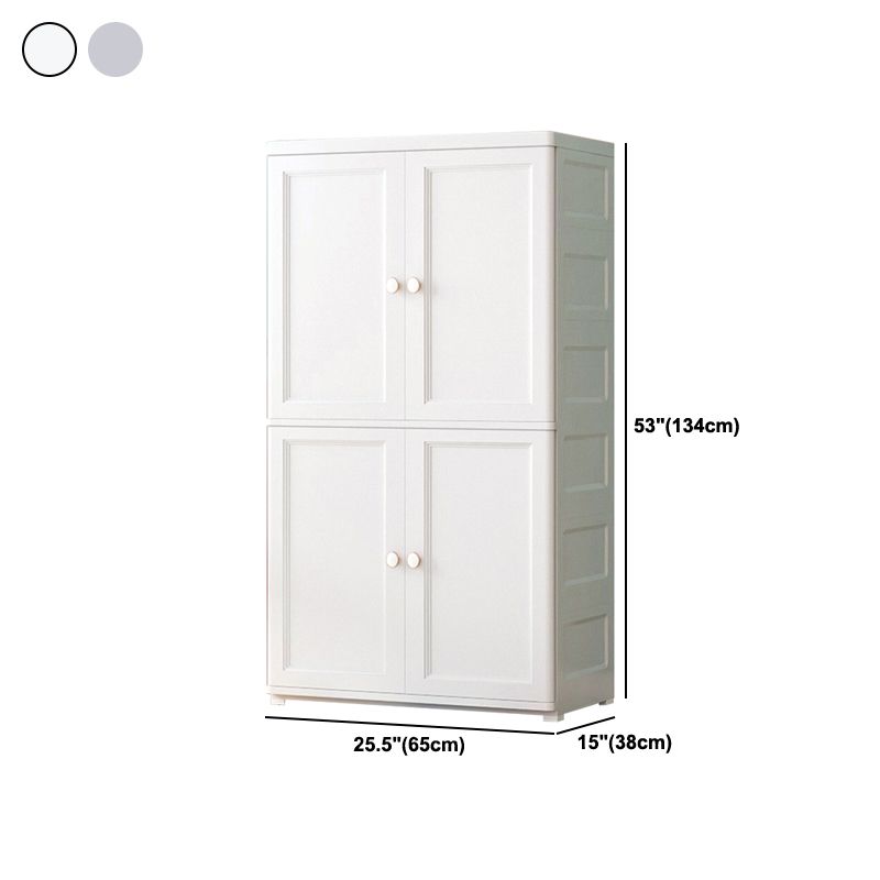 White and Grey Wardrobe Armoire Contemporary Plastic Wardrobe Clearhalo 'Armoires & Wardrobes' 'armoires_wardrobes' 'Bedroom Furniture' 'furn' 'furn_armoires_wardrobes' 'Furniture' 1200x1200_95874d02-c16e-4828-bd9c-dc37fee247b7