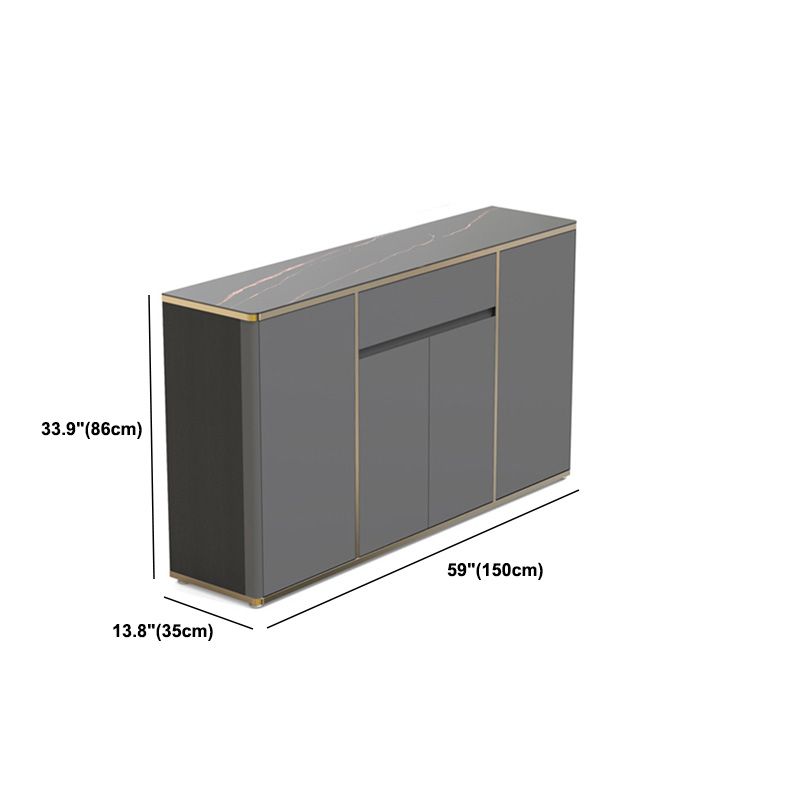 Glam Dark Gray Credenza Sintered Stone Top Sideboard Cabinet for Dining Room Clearhalo 'buffet_sideboard' 'Buffets & Sideboards' 'furn' 'furn_buffet_sideboard' 'Furniture' 'Kitchen & Dining Furniture' 1200x1200_9587df60-19af-4760-bd9e-a9d0f5dbdcca