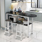 Modern Style Bar Table Set 3 Pieces Bar Table Set with Metal Base for Kitchen Clearhalo 'Bar Furniture' 'furn' 'furn_home_bar_bar_sets' 'Furniture' 'Home Bars & Bar Sets' 'home_bar_bar_sets' 'Kitchen & Dining Furniture' 1200x1200_958ae6af-793c-4c4c-8d53-4b1de215cc3a