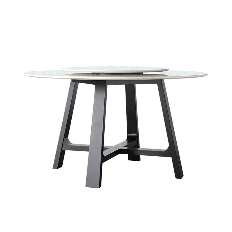 Ensemble de Table à manger en marbre, 1/4/5 pièces, Table à manger ronde et chaises à cadre en bois massif