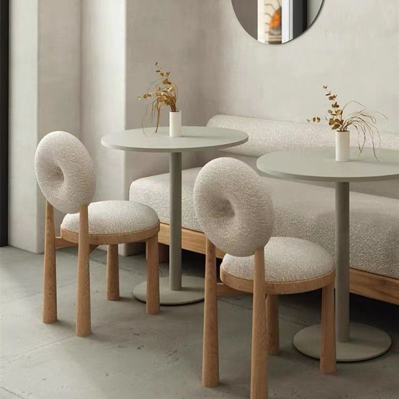 Nordic Armless Backrest Cushion Chair with Wooden Legs for Dining Room