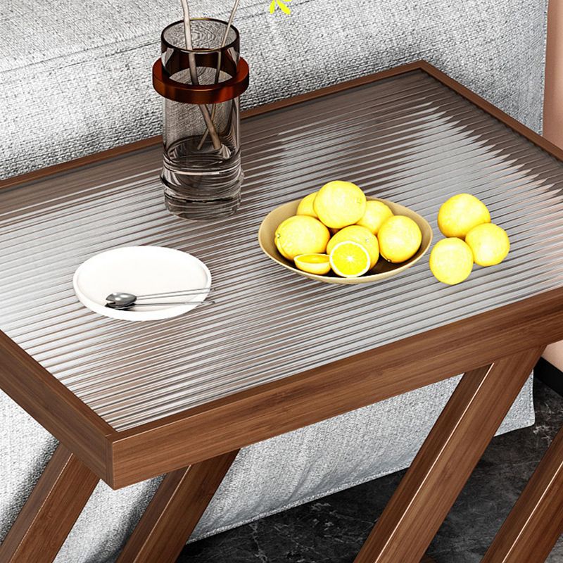 Rettangolare in legno in legno in vetro contemporaneo con tavolino