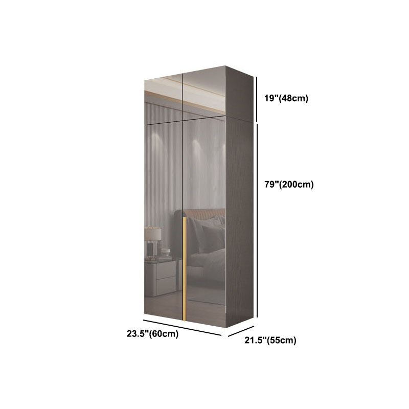 Contemporary Style Wood Wardrobe Gray Colour 1-Drawer Wardrobe Closet for Home Clearhalo 'Armoires & Wardrobes' 'armoires_wardrobes' 'Bedroom Furniture' 'furn' 'furn_armoires_wardrobes' 'Furniture' 1200x1200_95921450-7a7b-4d4d-99bd-eceaac61e5eb
