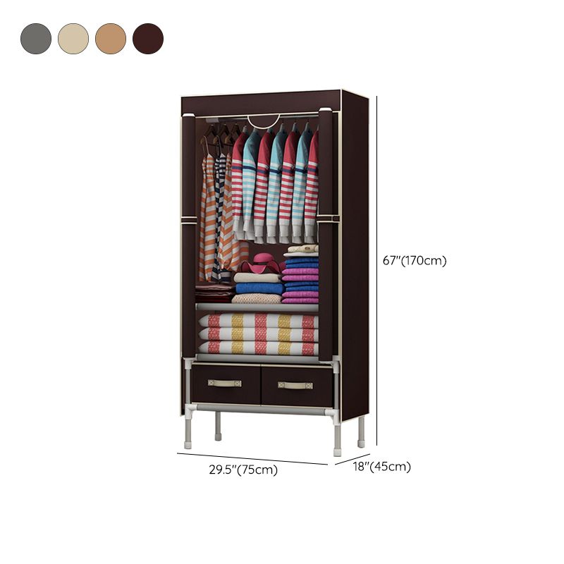 Steel Wardrobe Armoire with Drawer Modern Wardrobe Cabinet for Home Clearhalo 'Armoires & Wardrobes' 'armoires_wardrobes' 'Bedroom Furniture' 'furn' 'furn_armoires_wardrobes' 'Furniture' 1200x1200_95923f54-fc93-4e81-952d-f1efb3a4ad3f