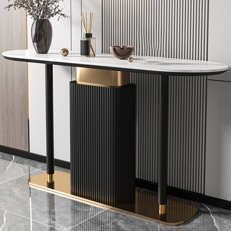 Tabella della console ovale moderna Tabella di divano console in bianco in bianco/nero