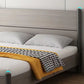 36.61" High Standard Bed with Headboard Gray  Solid Wood Mattress Included