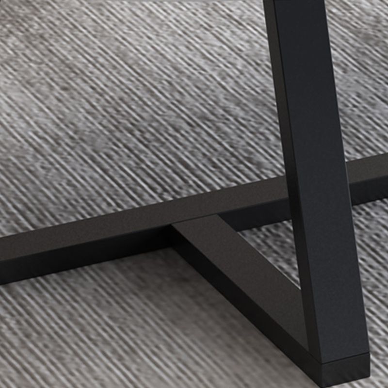Modern Oval Coffee Table Wood and Steel Coffee Table Cross Legs