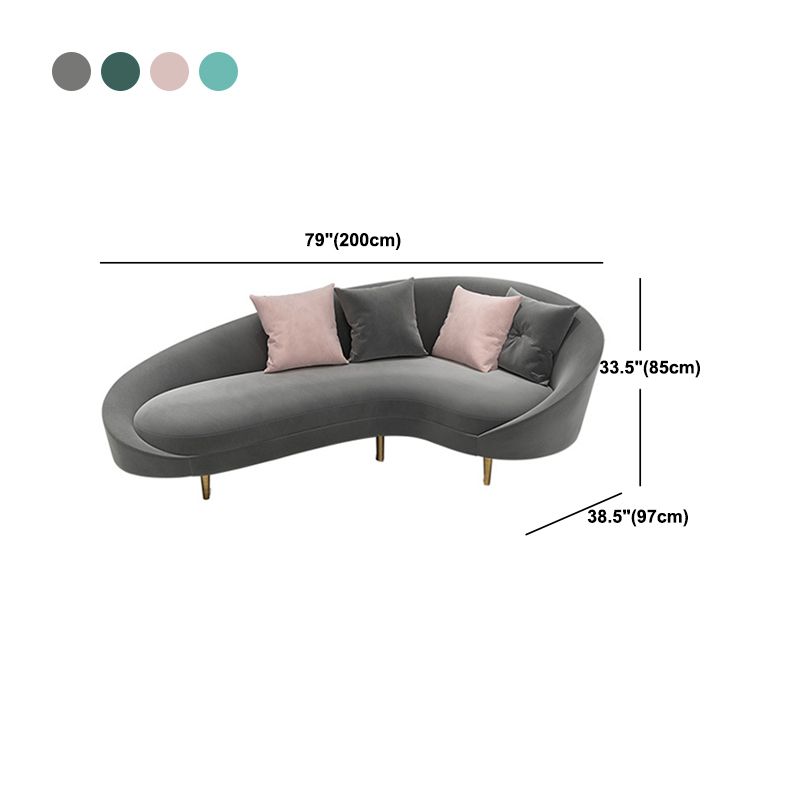 Curved Velvet Sofa Tight Back 33.46 inch High Sloped Arm Sofa Clearhalo 'furn' 'furn_sofas' 'Furniture' 'Living Room Furniture' 'Sofa' 'sofas' 1200x1200_9597365e-1849-4c66-adec-7e34135f69ca