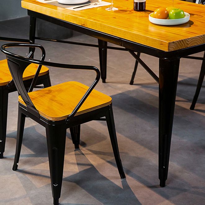 Rectangle Black Base Dining Table Industrial Wood Table for Bar Clearhalo 'Dining Tables & Seating' 'Dining Tables' 'dining_table' 'furn' 'furn_dining_table' 'Furniture' 'Kitchen & Dining Furniture' 1200x1200_9599c5a4-125b-41b2-99b3-6738c2a2317b