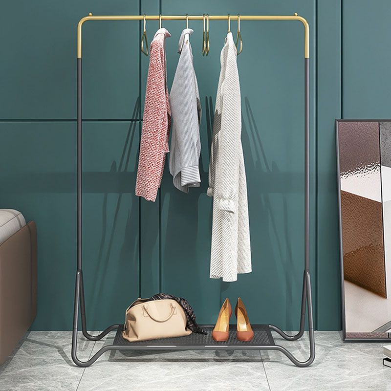 モダンなメタルホールツリーハンギングレールとローワーシェルフ玄関キット