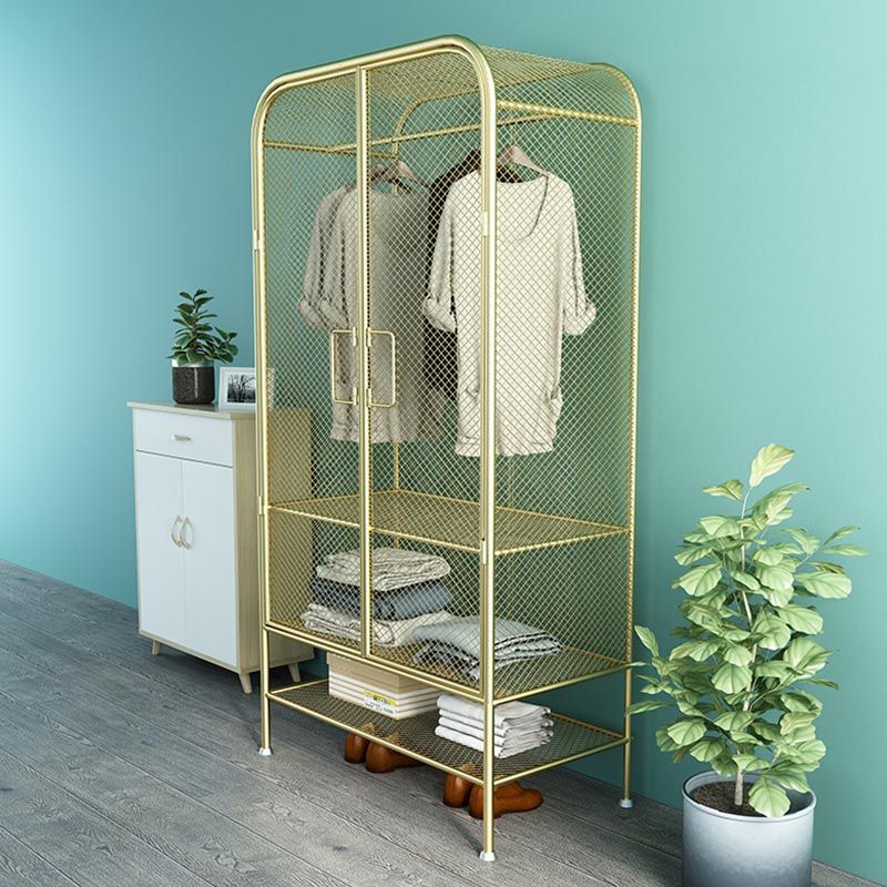 Industrial Style Wardrobe Bedroom Metal Wardrobe Closet with Doors