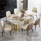 Sintered Stone Top Dining Table Luxury Rectangle Gold Base Home Table Clearhalo 'Dining Tables & Seating' 'Dining Tables' 'dining_table' 'furn' 'furn_dining_table' 'Furniture' 'Kitchen & Dining Furniture' 1200x1200_959f348d-caeb-4697-96bc-b2fe4efd15f2