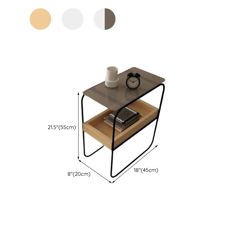 Modern Rectangular Glass Side End Table Sled Side Table with Metal Base Clearhalo 'Coffee & Accent Tables' 'End & Side Tables' 'end_side_tables' 'furn' 'furn_end_side_tables' 'Furniture' 'Living Room Furniture' 1200x1200_95a1406f-0623-4719-9c0c-e2af77cf12f8