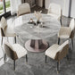 Metal and Slate Table Modern Minimalist Family Retractable Round Dining Table