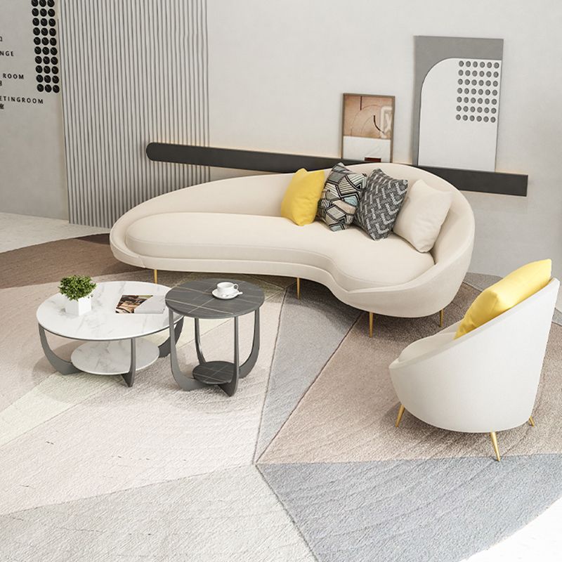 Velvet Sloped Arm Sofa Contemporary Curved Sofa for Living Room, Apartment