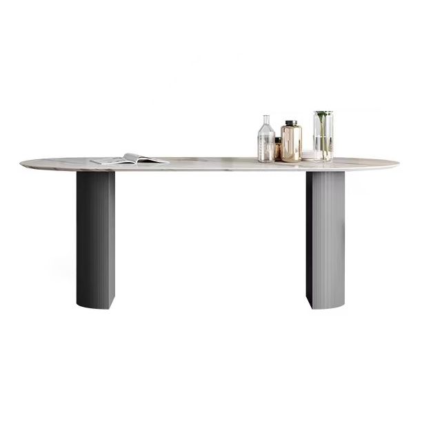Oval Sintered Stone Dining Table Modern Table in White with Metal Double Pedestal for Restaurant Clearhalo ' dining_table' 'Dining Tables & Seating' 'Dining Tables' 'furn' 'furn_dining_table' 'Furniture' 'furniture_dining_table' 'Kitchen & Dining Furniture' 'kitchen&dining_furn' 'kitchen' 'kitchen_dining_table' 1200x1200_95a62cb7-e2c1-4e8c-98ed-aad4577eeda6