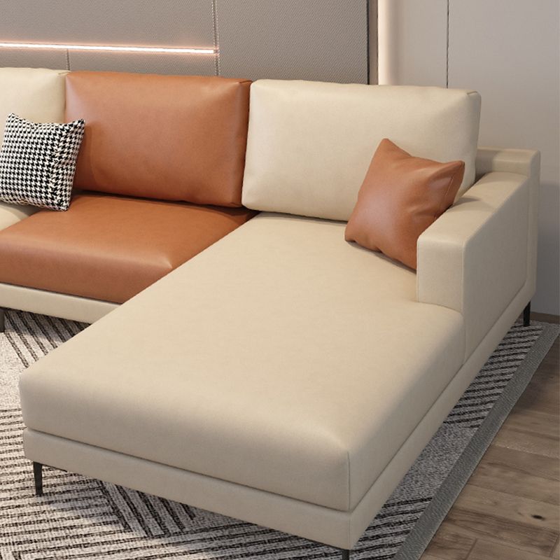 Scandinavian Modular Sectional with Recessed Arm and Pillowed Back Cushions Clearhalo 'furn' 'furn_sectionals' 'Furniture' 'furniture_sectionals' 'kitchen' 'kitchen_sectionals' 'Living Room Furniture' 'Sectionals' 1200x1200_95a69a8a-eddc-4907-b89f-1a61df540b19