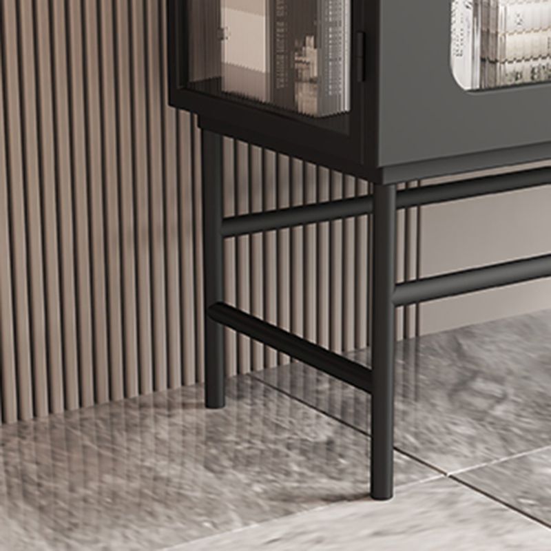 Contemporary Glass Doors Dining Server Metallic Finish Dining Server for Kitchen Clearhalo 'buffet_sideboard' 'Buffets & Sideboards' 'furn' 'furn_buffet_sideboard' 'Furniture' 'Kitchen & Dining Furniture' 1200x1200_95a7a015-37c3-4de6-86b3-d9db38ba8f46