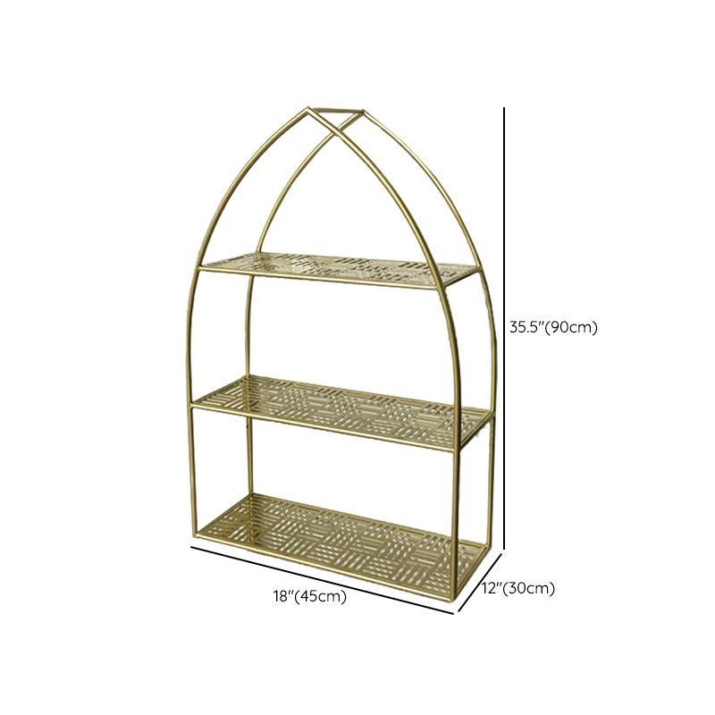 Glam Gold Bookshelf Standard Metal Bookcase with Shelves for Home Office
