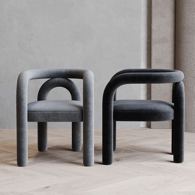 Offener Esszimmerstuhl mit mattem Finish, Designer-Stil, Wohnzimmer-Sessel aus Samt