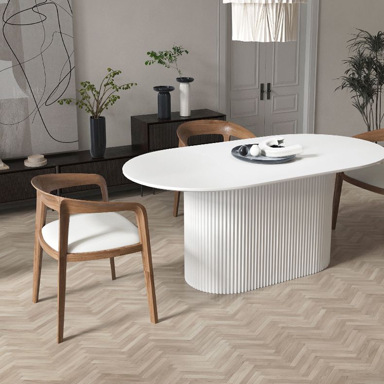Modern White Top Dining Table Oval Dining Table with Wooden Base Clearhalo ' dining_table' 'Dining Tables & Seating' 'Dining Tables' 'furn' 'furn_dining_table' 'Furniture' 'furniture_dining_table' 'Kitchen & Dining Furniture' 'kitchen&dining_furn' 'kitchen' 'kitchen_dining_table' 1200x1200_95ae076d-fa7a-4793-ad37-d9abd319c74d