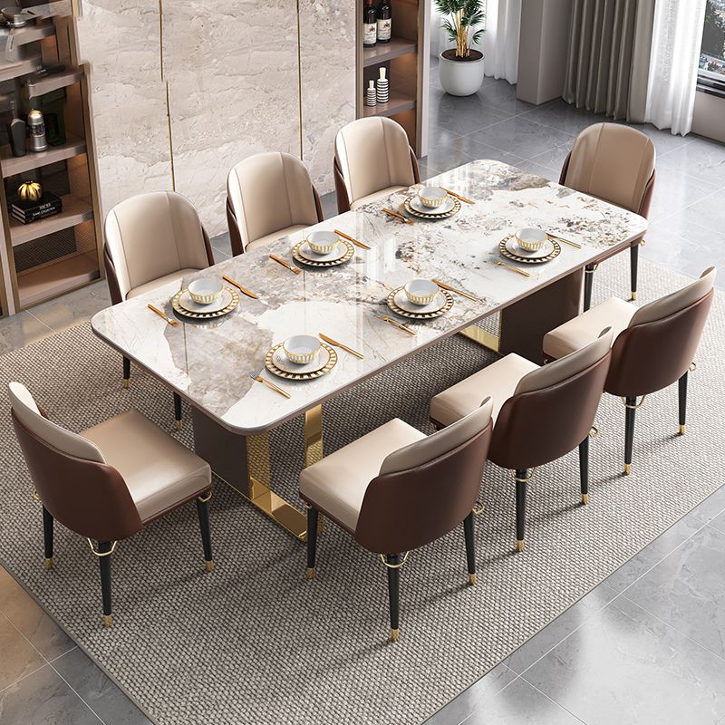 Glam Rectangle 1/4/5/6/7/9 Pieces Dining Table Set Indoor Gold Dinette Set Clearhalo 'Dining Room Sets' 'Dining Tables & Seating' 'dining_room_set' 'furn' 'furn_dining_room_set' 'Furniture' 'Kitchen & Dining Furniture' 1200x1200_95affe90-ec27-46a8-b9cd-1fd554f90a76