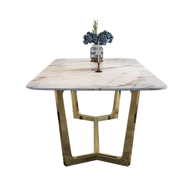 Sintered Stone White Tone Dining Table Glam Trestle Base Table for Dining Room Clearhalo ' dining_table' 'Dining Tables & Seating' 'Dining Tables' 'furn' 'furn_dining_table' 'Furniture' 'furniture_dining_table' 'Kitchen & Dining Furniture' 'kitchen&dining_furn' 'kitchen' 'kitchen_dining_table' 1200x1200_95b1b571-55fd-4cae-9f57-dba26b45d8db