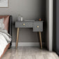 Vanity di trucco in legno/metallo glam con cassetto in grigio per camera da letto