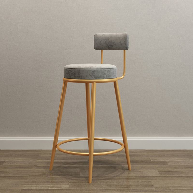 Glam Armless Backrest Counter Stool Iron Living Room Bar Stool with Velvet Cushion Clearhalo 'Bar Furniture' 'Bar Stools' 'bar_stools' 'furn' 'furn_bar_stools' 'Furniture' 'furniture_bar_stools' 'Kitchen & Dining Furniture' 1200x1200_95b3683c-c9f9-4939-8872-ec669d30da04