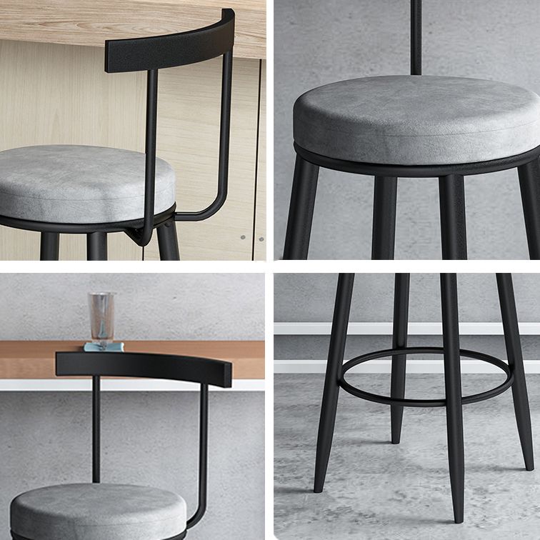 Modern Counter Round Bar Stool Armless Velvet Bar Stool with Footrest Iron Base Clearhalo 'Bar Furniture' 'Bar Stools' 'bar_stools' 'furn' 'furn_bar_stools' 'furniture_bar_stools' 'Kitchen & Dining Furniture' 'kitchen&dining_furn' 'kitchen' 'kitchen_furn' Furniture' 1200x1200_95b45ec4-4cd0-490d-b65c-f158354ef0ab