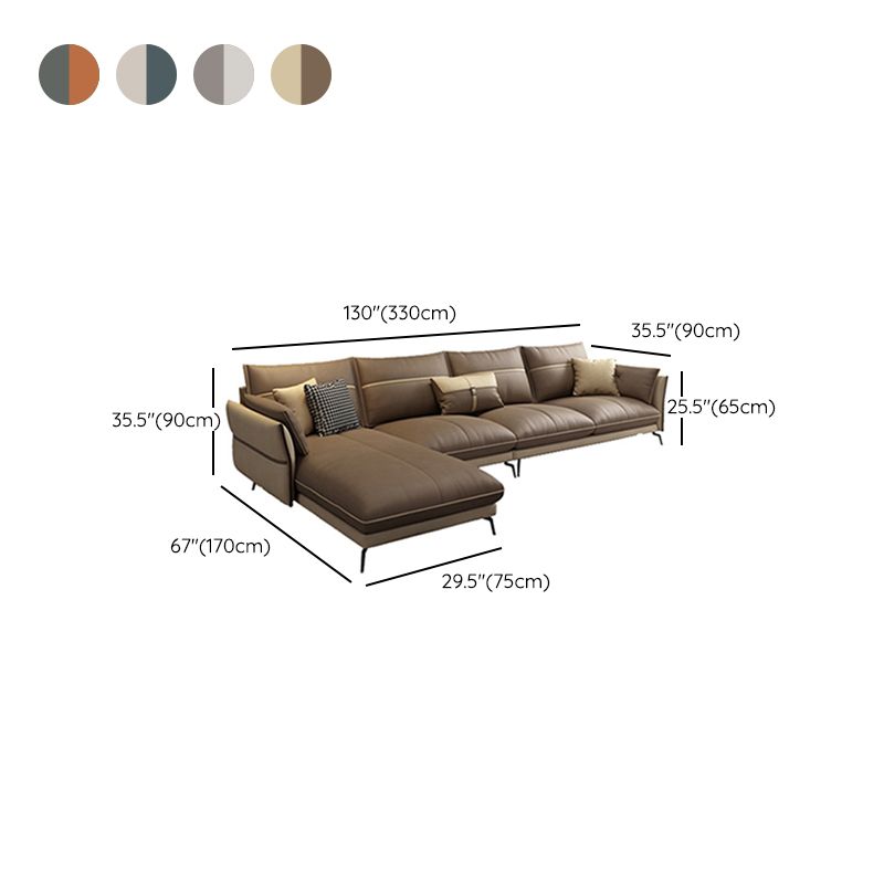 Scandinavo 35.43 "H Fuce in pelle divano e chaise del braccio svasato