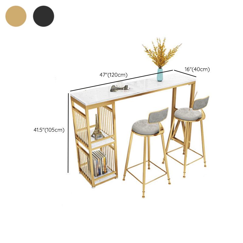 Glam Faux Rectangle Bar Counter Table Marble Bar Counter Table with Metal Legs for Home Clearhalo 'Bar Furniture' 'Bar Tables' 'bar_tables' 'furn' 'furn_bar_tables' 'Furniture' 'Kitchen & Dining Furniture' 1200x1200_95b4e3f2-91eb-481e-ae11-84ef321ad855