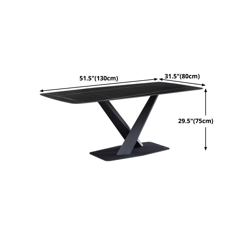 Industrial Black Table for Restaurant Rectangle Dining Table with Pedestal Base Clearhalo 'Dining Tables & Seating' 'Dining Tables' 'dining_table' 'furn' 'furn_dining_table' 'Furniture' 'furniture_dining_table' 'Kitchen & Dining Furniture' 'kitchen' 'kitchen_dining_table' 1200x1200_95b68c94-a96c-4d58-b7e2-516f0e79ac14