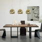 Mesa de comedor de rectángulo industrial de metal mesa de madera de pino con base de trineo