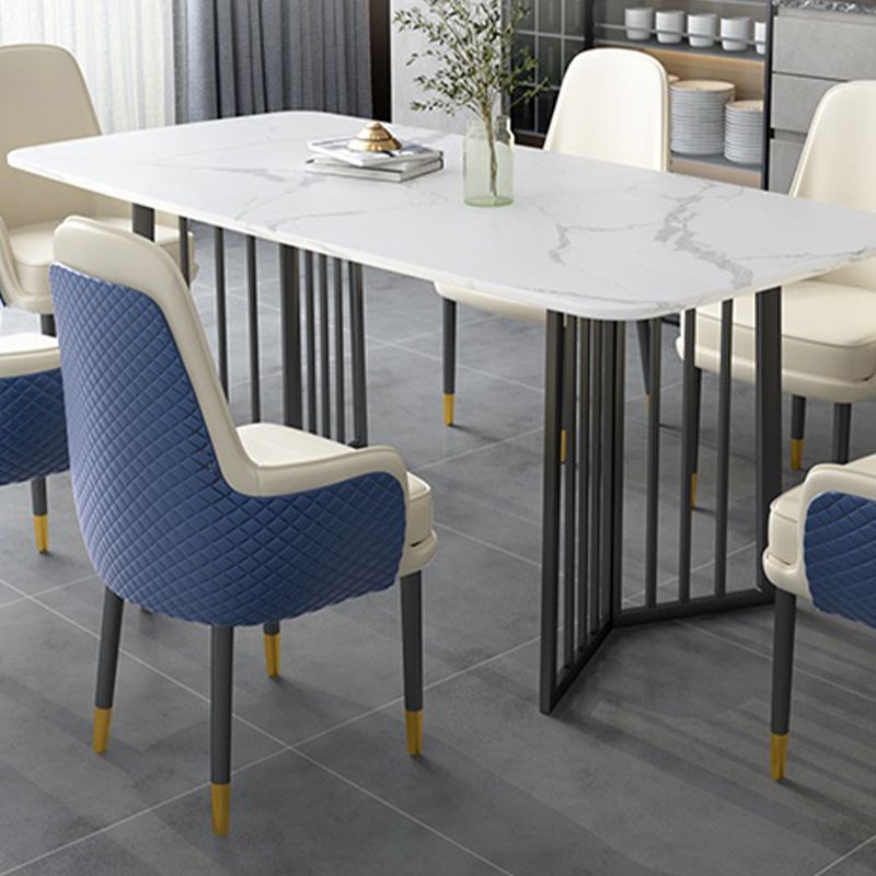 Black Metal Double Pedestal Dining Table Industrial Rectangle Fixed Table Clearhalo 'Dining Tables & Seating' 'Dining Tables' 'dining_table' 'furn' 'furn_dining_table' 'Furniture' 'furniture_dining_table' 'Kitchen & Dining Furniture' 'kitchen' 'kitchen_dining_table' 1200x1200_95b779e4-2878-43e9-98f2-6acf85a01982