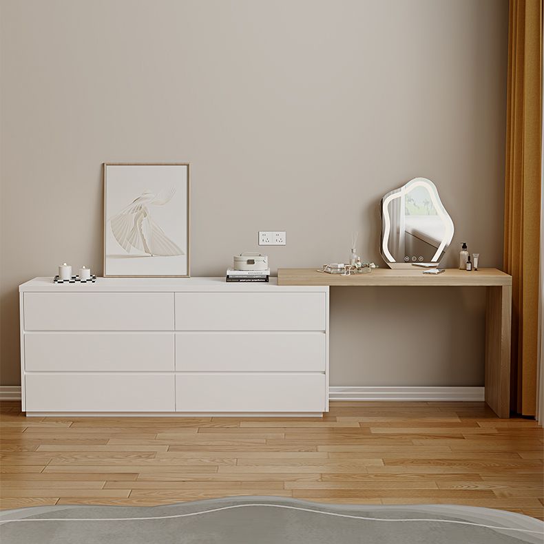 15,74 "tavolo da banco per trucco bianco di vanità largo con 6 cassetti