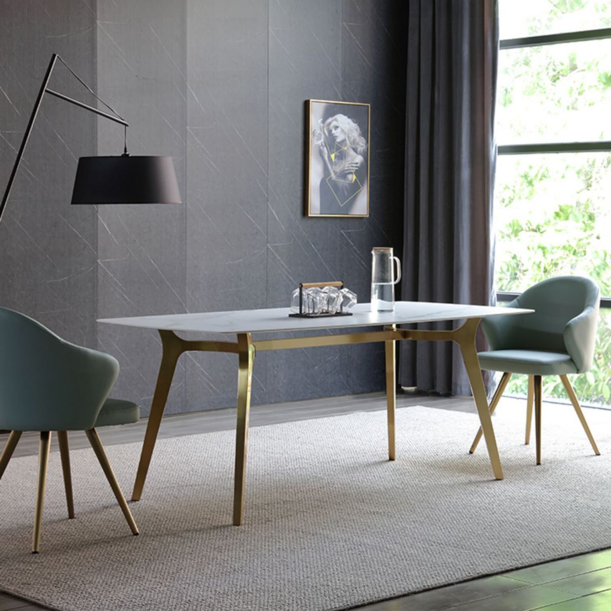 Traditional Luxury Dining Table Sintered Stone 4 Legs Table with Gold Frame Clearhalo ' dining_table' 'Dining Tables & Seating' 'Dining Tables' 'furn' 'furn_dining_table' 'Furniture' 'furniture_dining_table' 'Kitchen & Dining Furniture' 'kitchen&dining_furn' 'kitchen' 'kitchen_dining_table' 1200x1200_95ba882f-44d7-4650-b8d7-f4fdd5b916e5