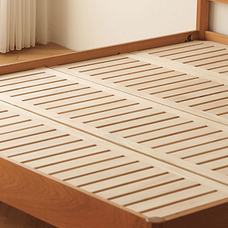 Contemporary Standard Bed Cherry Solid Color Bed Frame With Custom Gold Legs Clearhalo 'Bedroom Furniture' 'Beds' 'furn' 'furn_beds' 'Furniture' 1200x1200_95bb2003-4816-43ab-86c7-4cbdc4fb8295