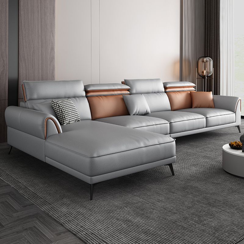 Contemporary Stain-Resistant Faux Leather 4-Seater L-Shape Sofa
