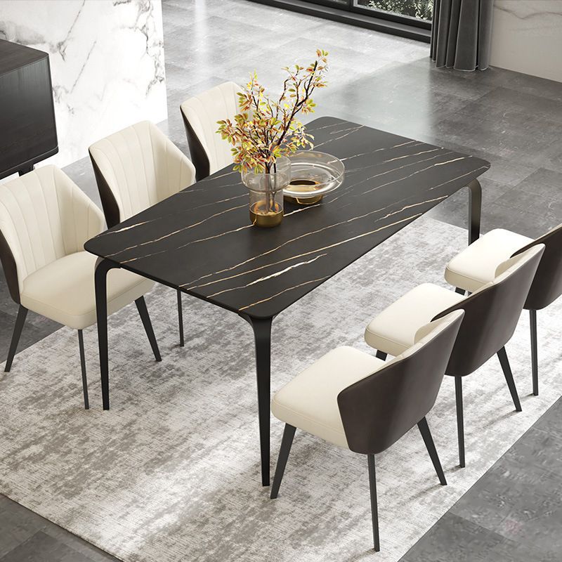 Contemporary Style Sintered Stone Dining Table 4 Legs Carbon Steel Base Rectangle Table for Home Clearhalo ' dining_table' 'Dining Tables & Seating' 'Dining Tables' 'furn' 'furn_dining_table' 'Furniture' 'furniture_dining_table' 'Kitchen & Dining Furniture' 'kitchen&dining_furn' 'kitchen' 'kitchen_dining_table' 1200x1200_95be0fa5-7dfb-4c8c-ba0e-eb2e96d4dbc7