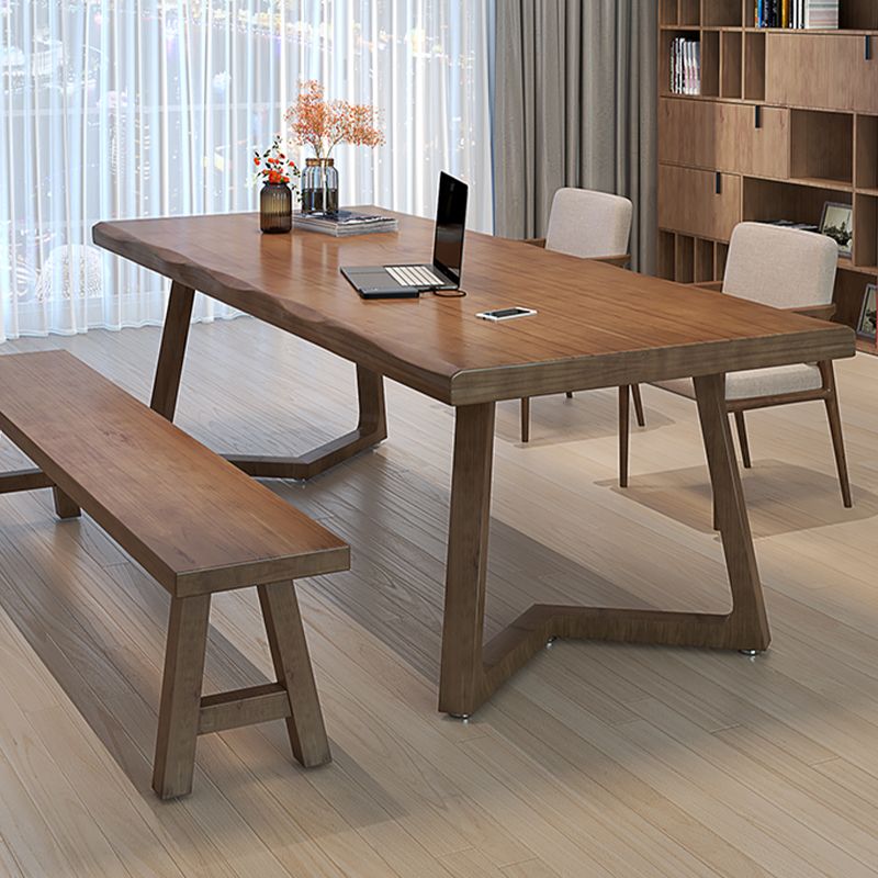 Industrial Solid Wood Writing Desk 29.53" Tall Rectangular Writing Desk Clearhalo 'furn' 'furn_office_desk' 'Furniture' 'Office Desks' 'Office Furniture' 'office_desk' 1200x1200_95bf527b-7951-444b-9f59-dabbe405823c