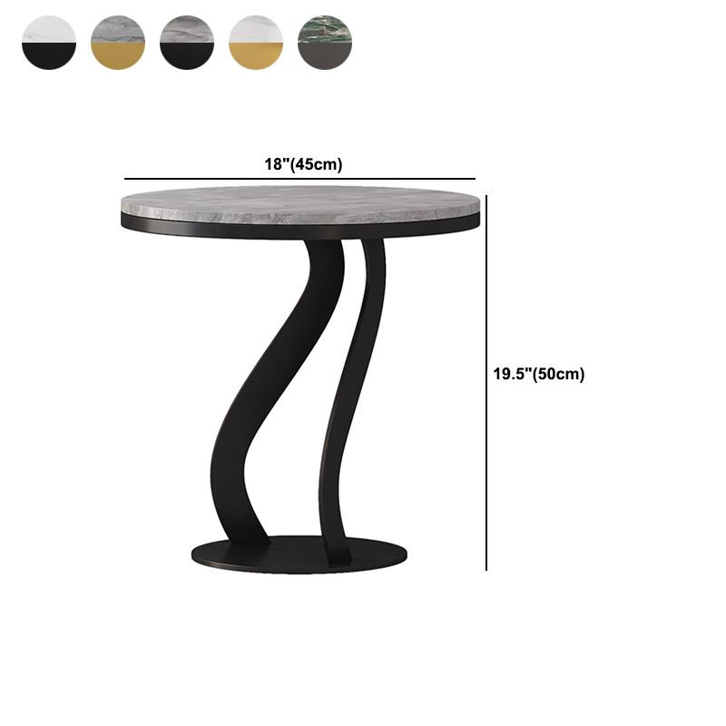 Modern Slate Round Side Table 19.6" Tall Iron Abstract End Table