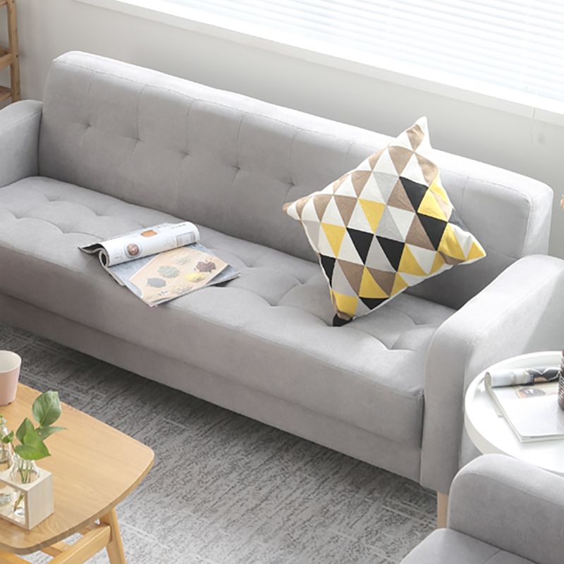 Wooden Velvet Sofa Contemporary Style Tufted Split-Back Seating