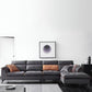 Contemporary Stain-Resistant Faux Leather Dark Gray for Living Room Sofa