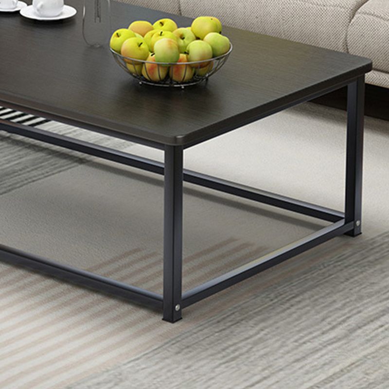 Modern Style Rectangular Wooden Table with Metal Frame Base Coffee Table Clearhalo 'Coffee & Accent Tables' 'Coffee Tables' 'coffee_tables' 'furn' 'furn_coffee_tables' 'Furniture' 'Living Room Furniture' 1200x1200_95c34ce4-abff-4acb-896b-f36d8ec3182e