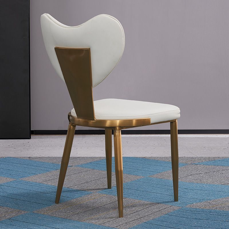 Faux Leather Kitchen Dining Chairs Glam Side Chairs with Metal Base Clearhalo 'Dining Chairs' 'Dining Tables & Seating' 'dining_chair' 'furn' 'furn_dining_chair' 'Furniture' 'Kitchen & Dining Furniture' 1200x1200_95c632d9-36b9-4fd8-b261-707d97b10ca8