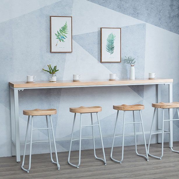 Natural Pine Wood Top Bar Table Modern Metal Frame Pub Table Clearhalo 'Bar Furniture' 'Bar Tables' 'bar_tables' 'furn' 'furn_bar_tables' 'Furniture' 'Kitchen & Dining Furniture' 1200x1200_95c7978a-b612-40df-b31a-3dababc6dd10