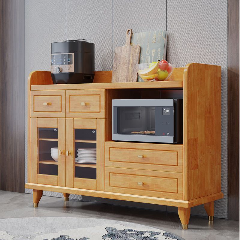 Cuffe da pranzo contemporaneo in legno massiccio 37 "H con armadi e cassetti