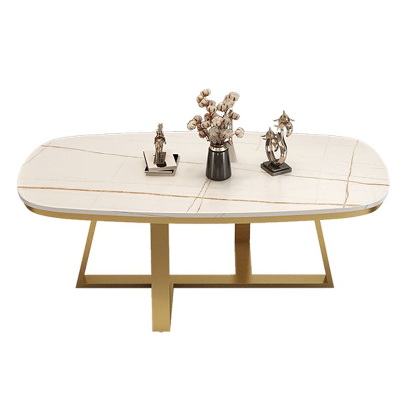 Table basse à jambes croisées en pierre 1 table de cocktail ovale unique